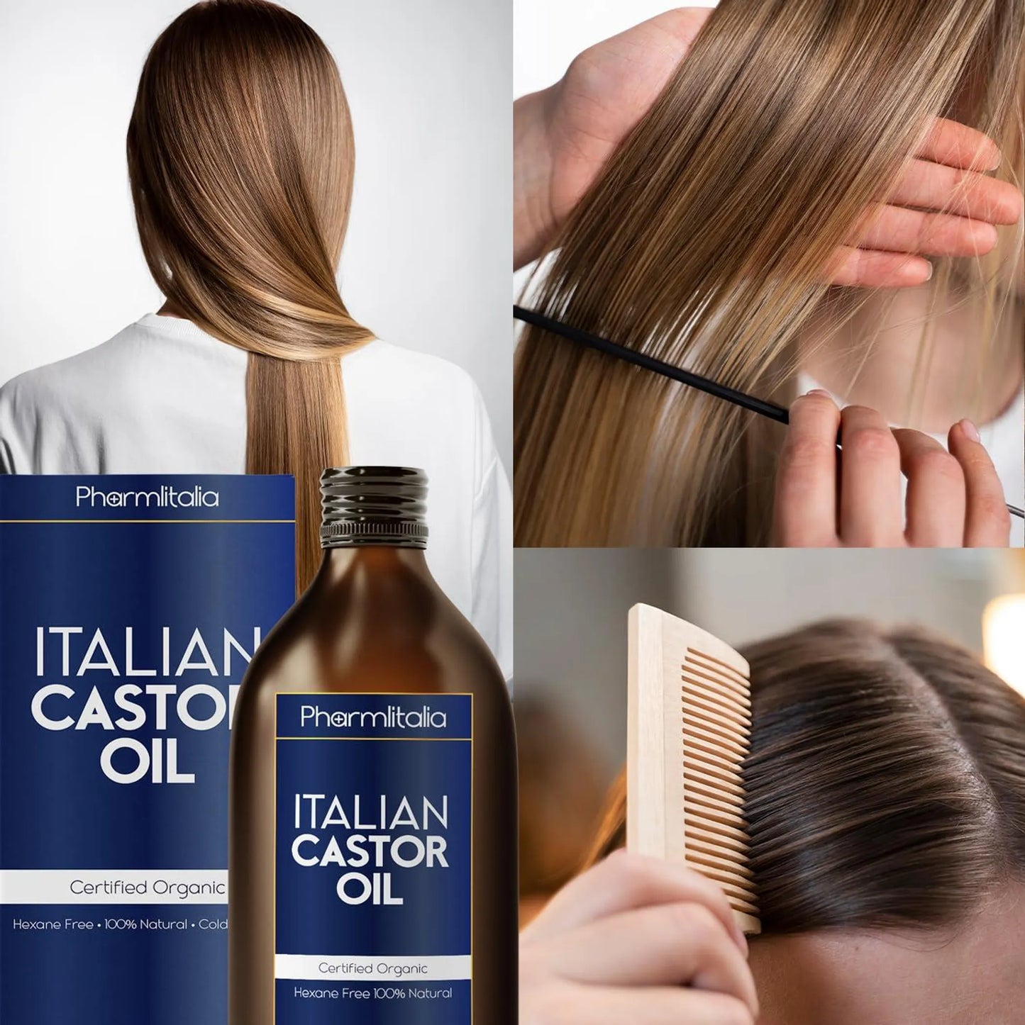 Organic Cold-Pressed Castor Oil - Hexane-Free Natural Growth Serum for Hair, Skin & Nails