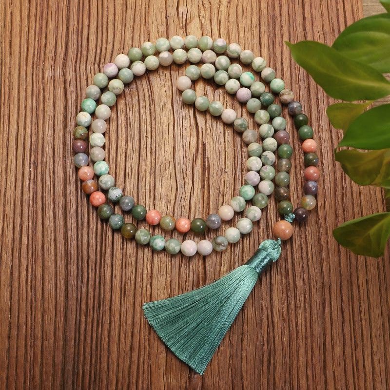 🌿 THE EARTH HEALER: Indian Agate 108 Mala