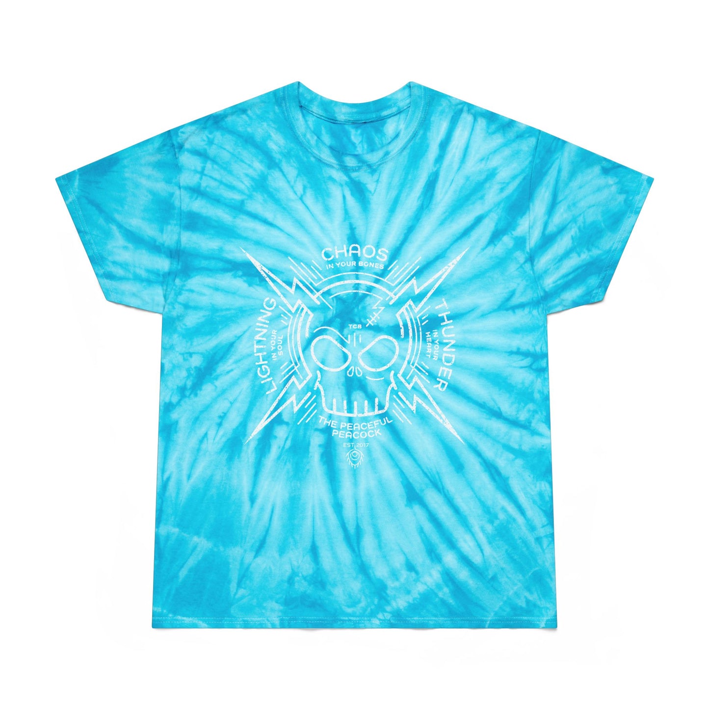 Cyclone Tie-Dye Tee — Blue Skull Lightning Graphic Tee