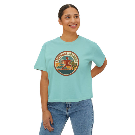 Boxy Tee — Retro 'Kinsta Orlando' Surf & Skate Badge