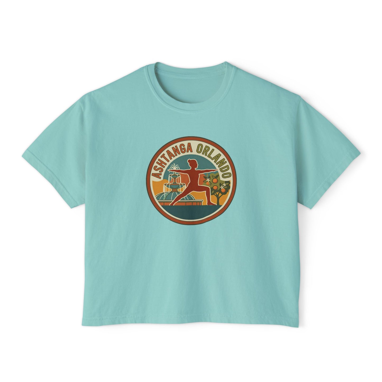 Boxy Tee — Retro 'Kinsta Orlando' Surf & Skate Badge