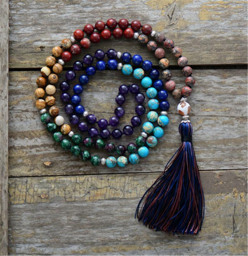 🌈108-Bead Natural Stone Mala Necklace Collection (6mm)