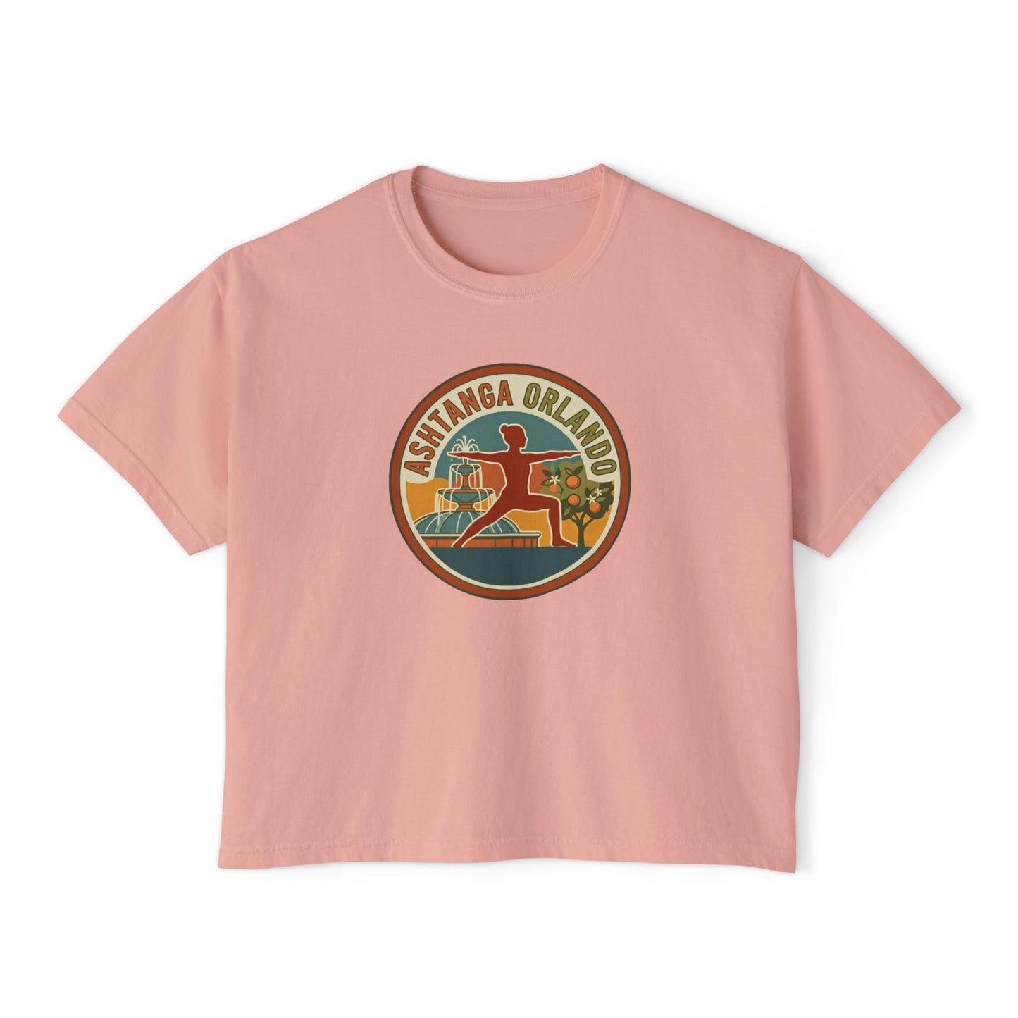 Boxy Tee — Retro 'Kinsta Orlando' Surf & Skate Badge