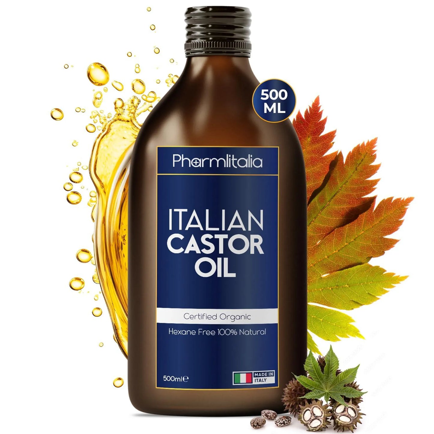 Organic Cold-Pressed Castor Oil - Hexane-Free Natural Growth Serum for Hair, Skin & Nails