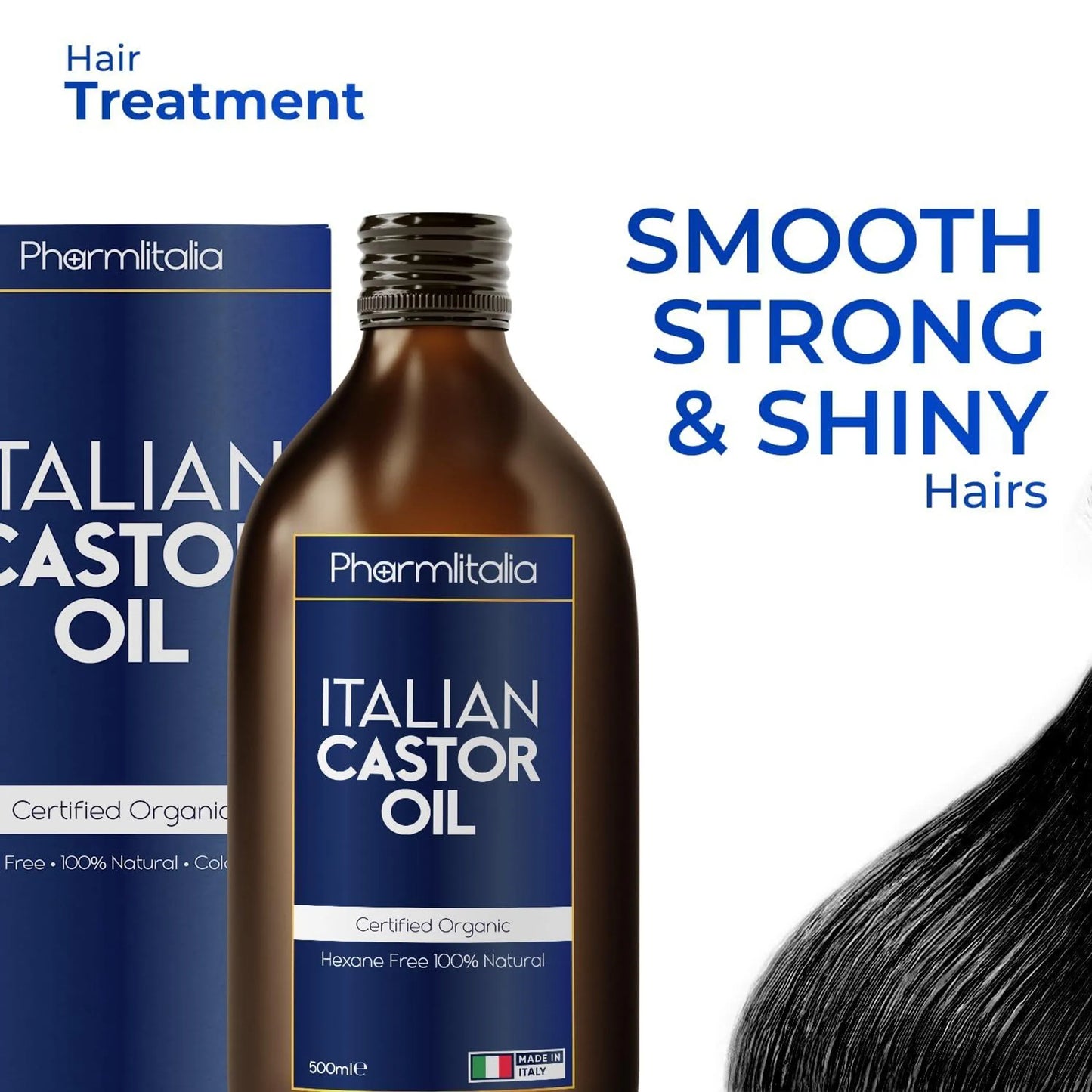 Organic Cold-Pressed Castor Oil - Hexane-Free Natural Growth Serum for Hair, Skin & Nails