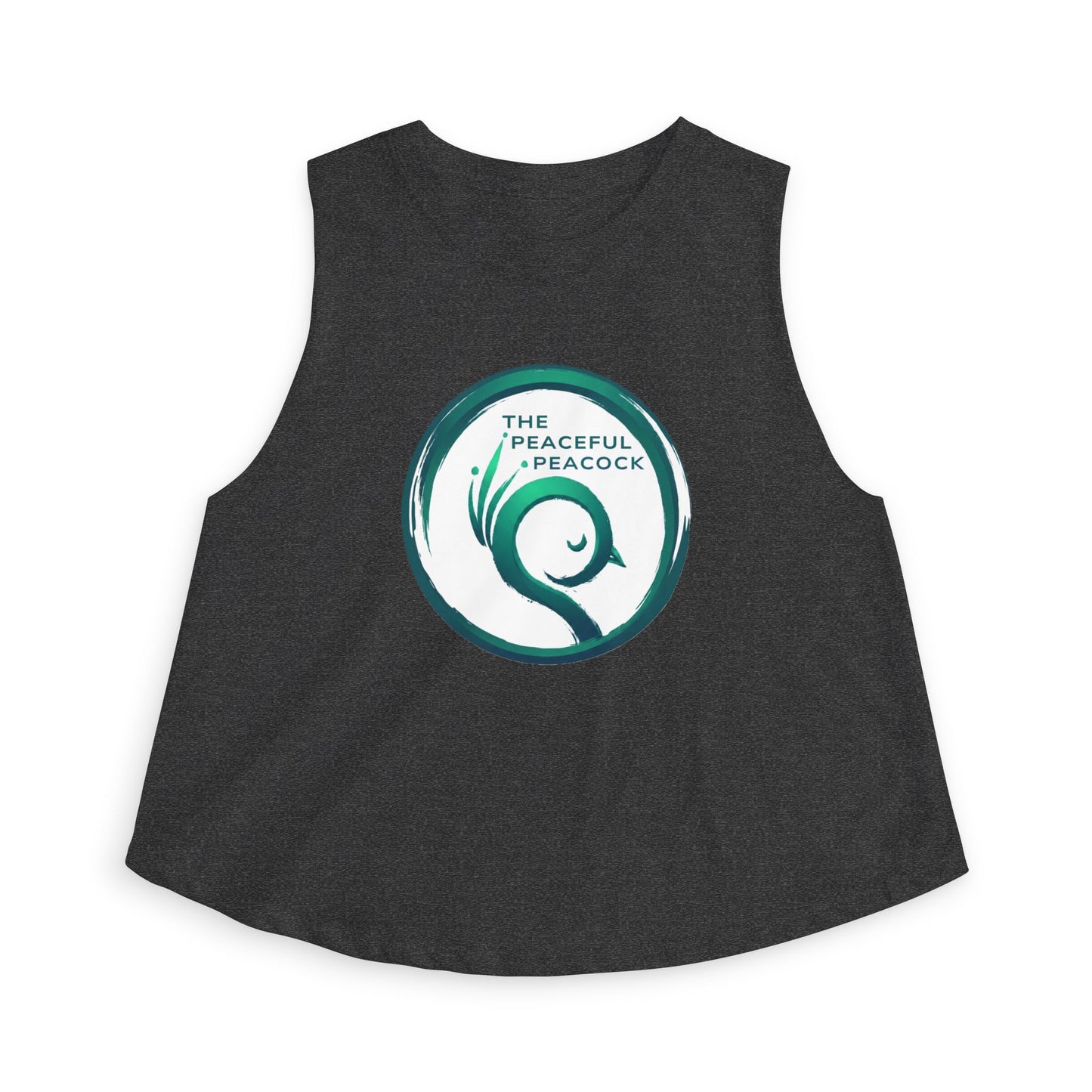 Peaceful Peacock Women's Crop Top — Zen Logo Tank for Yoga & Casual Wear