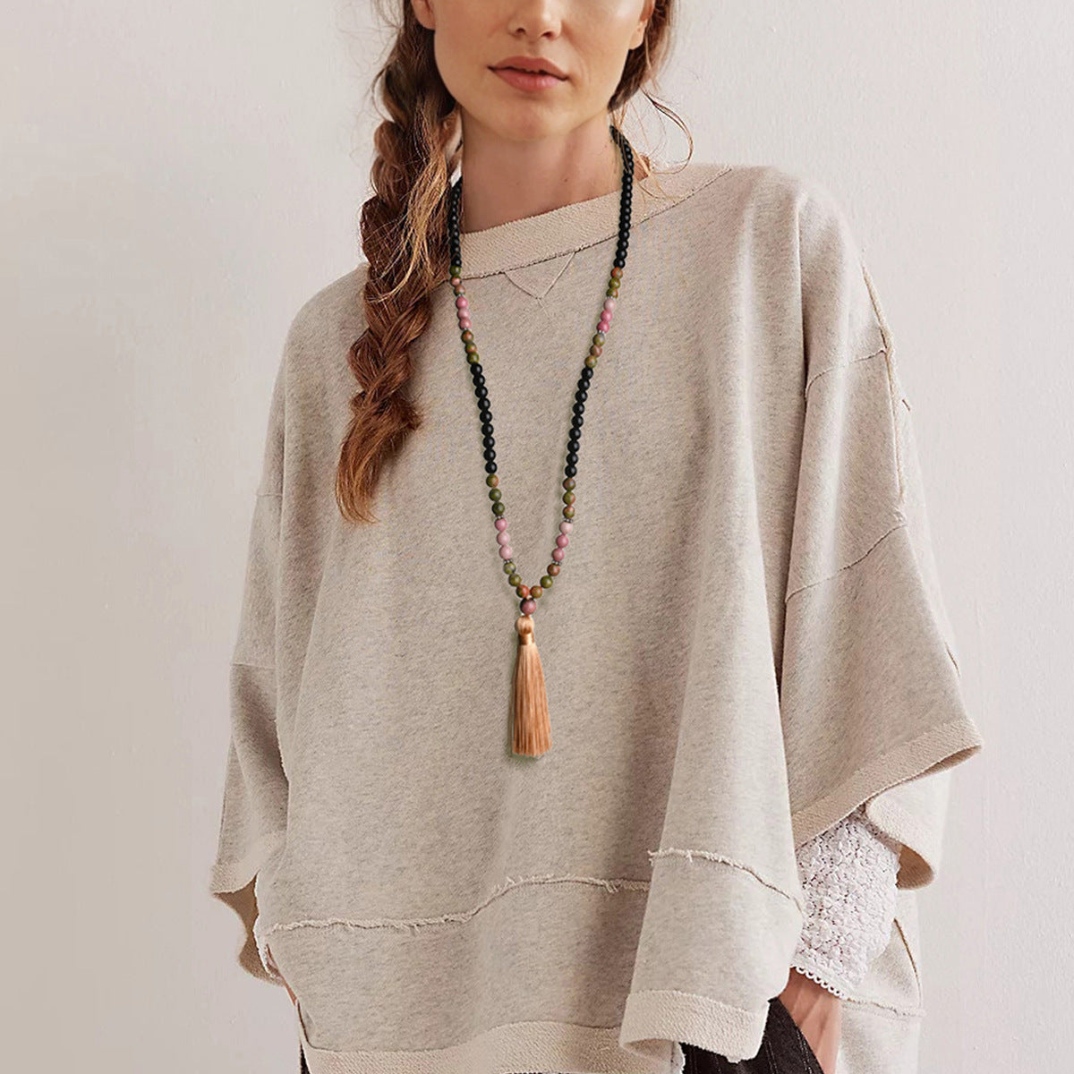 🪷 THE BOHO SPIRIT: 108 Natural Stone Tassel Mala