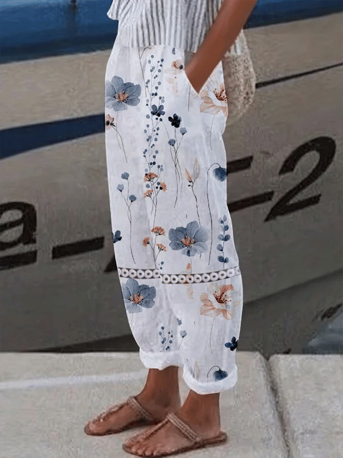 Linglong Hemp Drawstring Pants With A Casual Temperament
