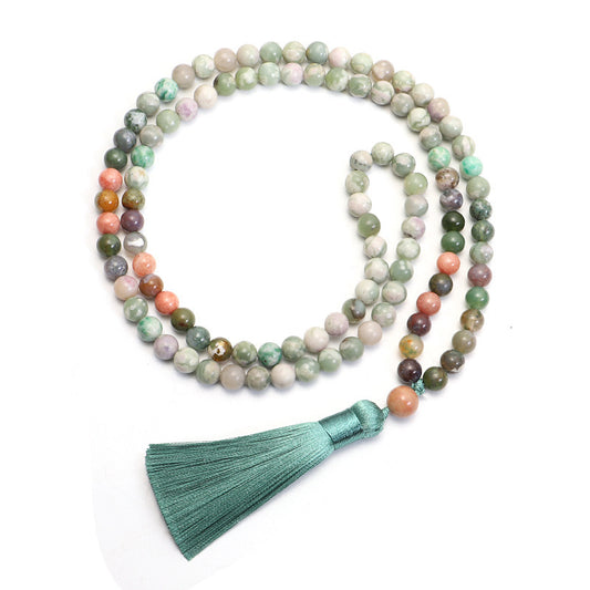 🌿 THE EARTH HEALER: Indian Agate 108 Mala