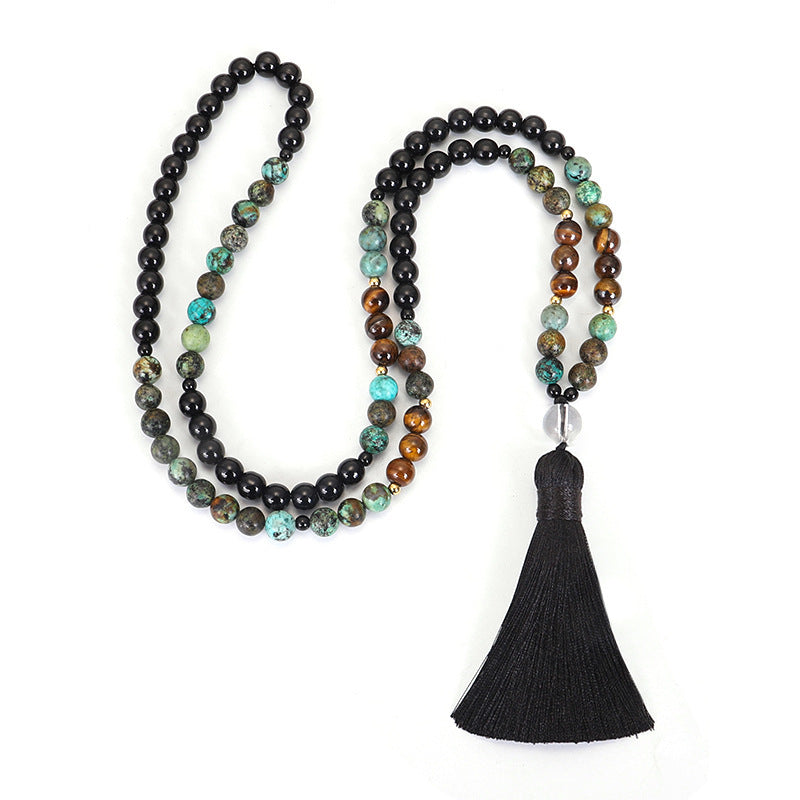 🧘🏽 Zen Harmony: 108-Bead Natural Stone Necklace & Bracelet Set